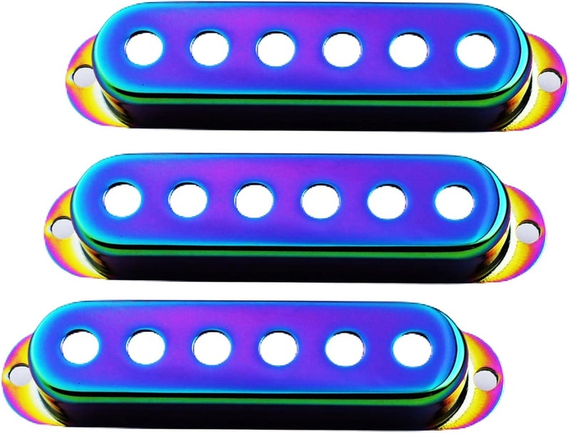 guyker 3Pcs Single Coil Guitar Pickup Covers (52mm Pole Spacing), Copper Pickup Mounting Ring Set Guitar Accessories Replacement Part, (PS001, Chameleon Rainbow) - Image 1